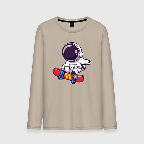 Мужской лонгслив Скейтер космонавт / Миндальный – фото 1