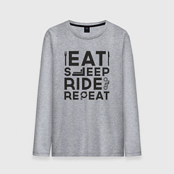 Лонгслив хлопковый мужской Eat sleep ride repeat, цвет: меланж