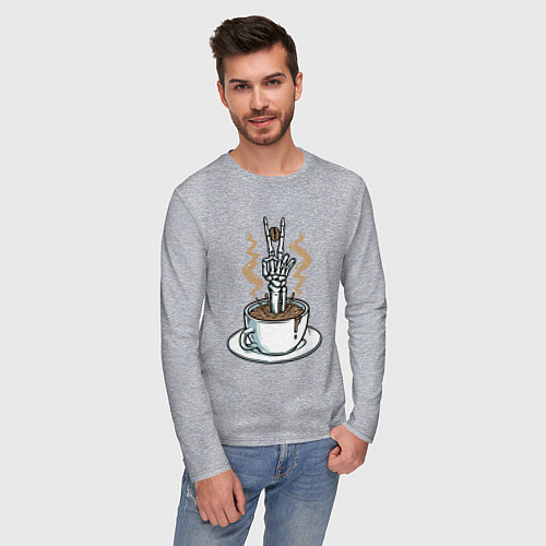 Мужской лонгслив Skeletor coffee / Меланж – фото 3