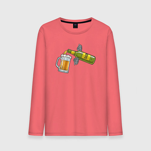 Мужской лонгслив Ангельское пиво / Коралловый – фото 1
