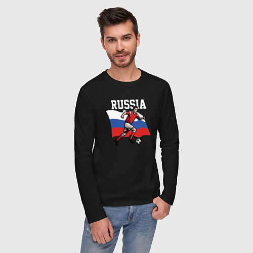 Мужской лонгслив Футболист России / Черный – фото 3