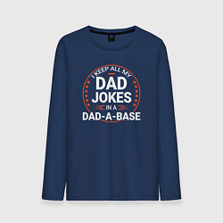 Мужской лонгслив I keep all my dad jokes in a dad a base