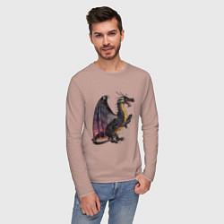 Лонгслив хлопковый мужской HOMM3 Black Dragon, цвет: пыльно-розовый — фото 2