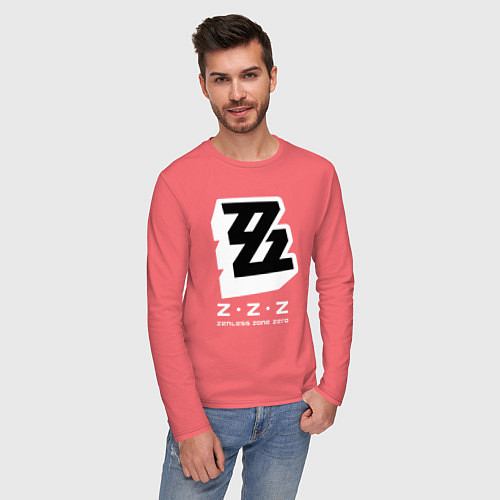 Мужской лонгслив Zenless zone zero лого / Коралловый – фото 3