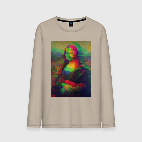 Мужской лонгслив Мона Лиза с глюками / Миндальный – фото 1