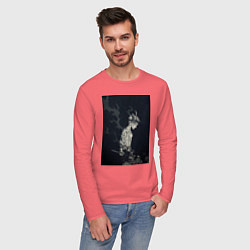 Лонгслив хлопковый мужской Чёрный клевер Аста антимаг, цвет: коралловый — фото 2