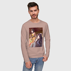 Лонгслив хлопковый мужской Монолог фармацевта Жэньши выпивает, цвет: пыльно-розовый — фото 2