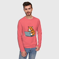 Лонгслив хлопковый мужской Hamster Traider, цвет: коралловый — фото 2