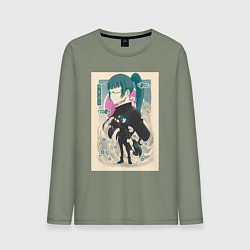 Лонгслив хлопковый мужской Магическая битва Маки Дзэнин маг, цвет: авокадо