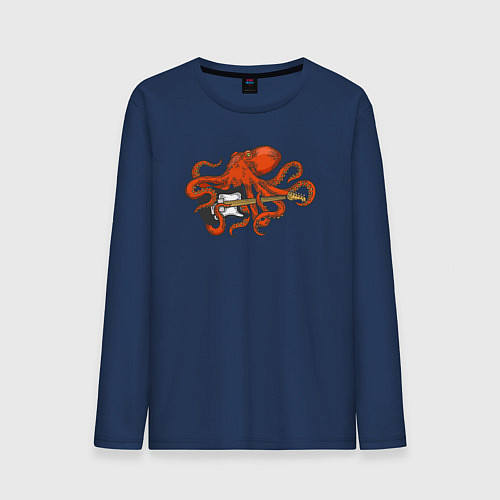 Мужской лонгслив Осьминог гитарист / Тёмно-синий – фото 1