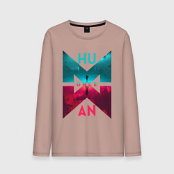 Лонгслив хлопковый мужской Once human logotype, цвет: пыльно-розовый