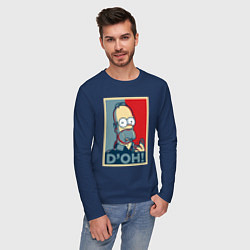 Лонгслив хлопковый мужской Homer with donut, цвет: тёмно-синий — фото 2