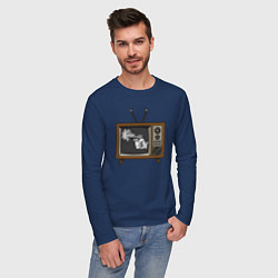 Лонгслив хлопковый мужской TV shot, цвет: тёмно-синий — фото 2