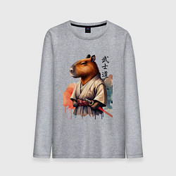 Лонгслив хлопковый мужской Capybara samurai - ai art fantasy, цвет: меланж
