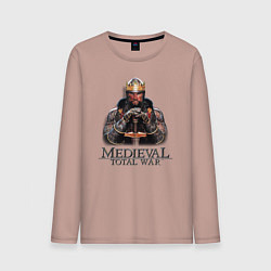 Лонгслив хлопковый мужской Medieval: Total War logo, цвет: пыльно-розовый