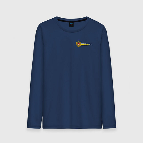 Мужской лонгслив Герб и флаг российской империи для патриотов / Тёмно-синий – фото 1