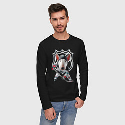 Лонгслив хлопковый мужской Bully is an NHL forward - ai art, цвет: черный — фото 2