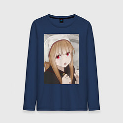 Лонгслив хлопковый мужской Волчица и пряности Холо монашка, цвет: тёмно-синий