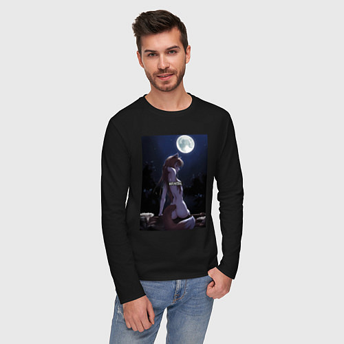 Мужской лонгслив Волчица и пряности Холо senpai / Черный – фото 3