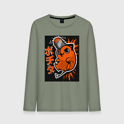 Лонгслив хлопковый мужской Человек-бензопила Почита, цвет: авокадо