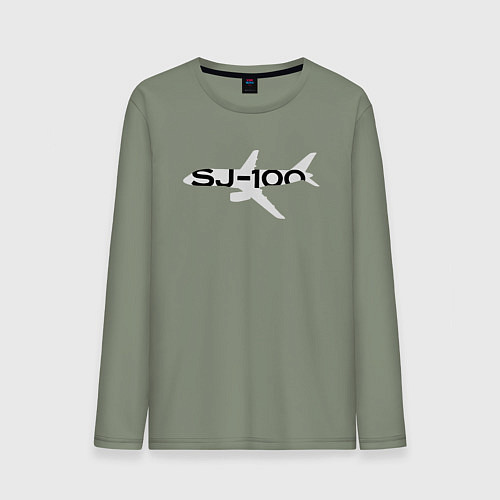 Мужской лонгслив Белый облик Superjet-100 с названием / Авокадо – фото 1