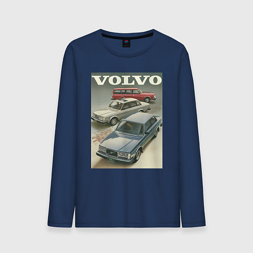 Мужской лонгслив Автомобиль Volvo / Тёмно-синий – фото 1