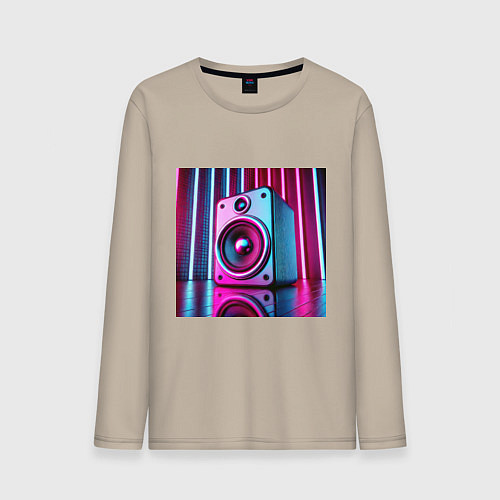 Мужской лонгслив Неоновая акустика на вечеринке / Миндальный – фото 1