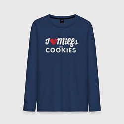 Лонгслив хлопковый мужской Milf and cookies милфа, цвет: тёмно-синий