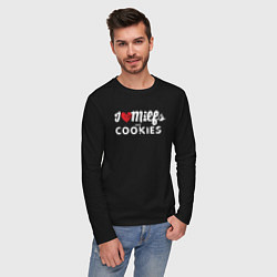 Лонгслив хлопковый мужской Milf and cookies милфа, цвет: черный — фото 2