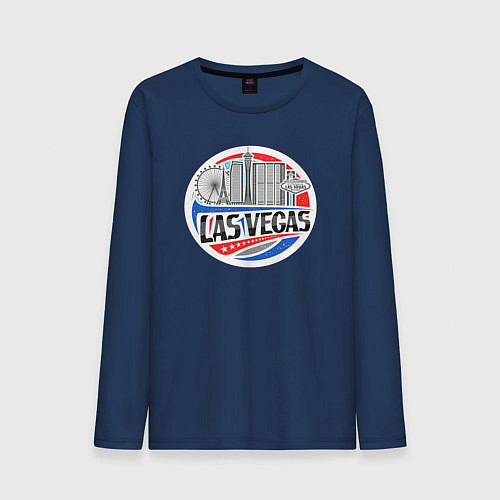 Мужской лонгслив Город Лас-Вегас / Тёмно-синий – фото 1