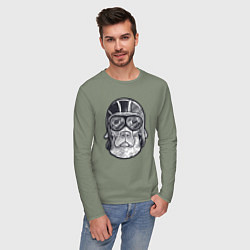 Лонгслив хлопковый мужской Пёс авиатор, цвет: авокадо — фото 2