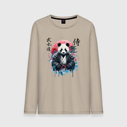 Лонгслив хлопковый мужской Panda - bushido samurai code, цвет: миндальный