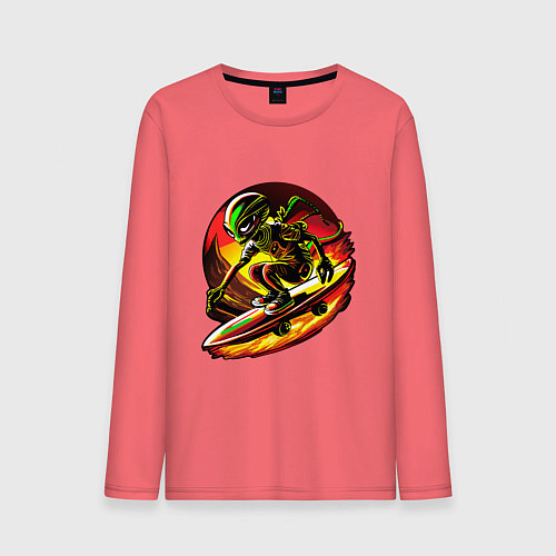 Мужской лонгслив Космический скейтер / Коралловый – фото 1