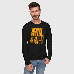 Лонгслив хлопковый мужской Heavy metal - медные духовые, цвет: черный — фото 2