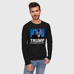Лонгслив хлопковый мужской Дональд Трамп, цвет: черный — фото 2