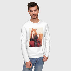 Лонгслив хлопковый мужской Волчица и пряности Холо торговец, цвет: белый — фото 2