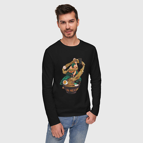 Мужской лонгслив One piece Зоро Zoro удон / Черный – фото 3