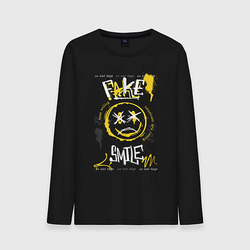 Мужской лонгслив Фальшивая улыбка / Черный – фото 1