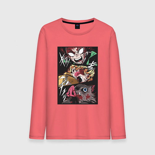 Мужской лонгслив Тандзиро Зеницу Инозука манга Клинок рассекающий д / Коралловый – фото 1