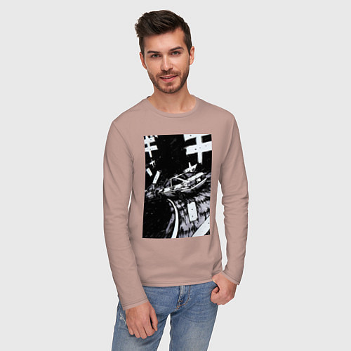 Мужской лонгслив Гонки манга / Пыльно-розовый – фото 3