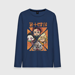 Лонгслив хлопковый мужской Тандзиро Незуко Инозука и Зеницу Клинок рассекающи, цвет: тёмно-синий