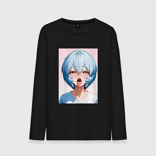 Мужской лонгслив Аянами Рей ахегао / Черный – фото 1