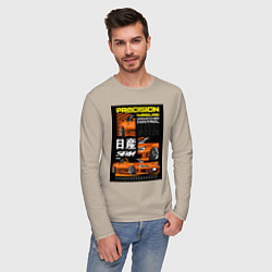 Лонгслив хлопковый мужской Nissan Silvia авто, цвет: миндальный — фото 2