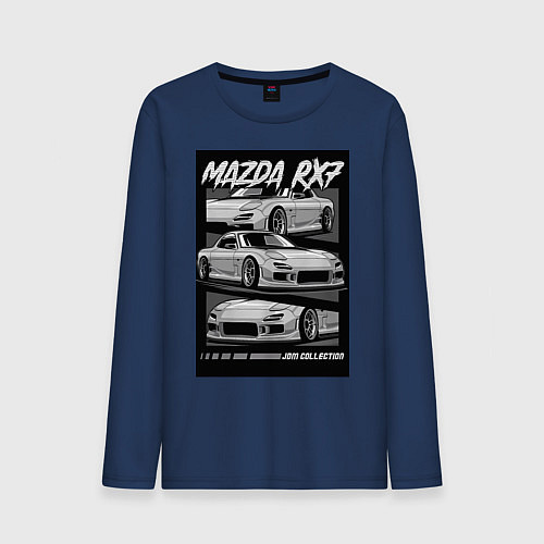 Мужской лонгслив Mazda rx-7 JDM авто / Тёмно-синий – фото 1