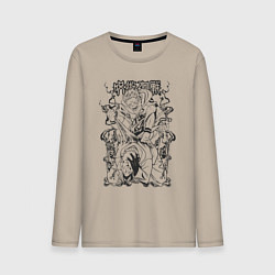 Лонгслив хлопковый мужской Магическая битва Сукуна Денджи расширение простран, цвет: миндальный