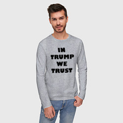 Лонгслив хлопковый мужской In Trump we trust - slogan, цвет: меланж — фото 2