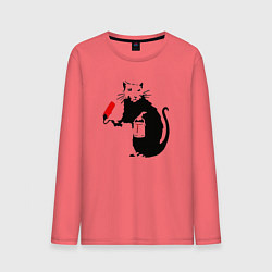 Лонгслив хлопковый мужской Banksy rat, цвет: коралловый
