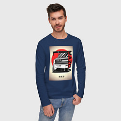 Лонгслив хлопковый мужской Mazda rx-7 автомобиль гоночный jdm, цвет: тёмно-синий — фото 2