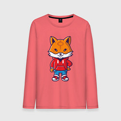 Лонгслив хлопковый мужской Модный лисёнок, цвет: коралловый