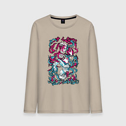 Лонгслив хлопковый мужской Магическая битва Итадори х Сукуна неон, цвет: миндальный